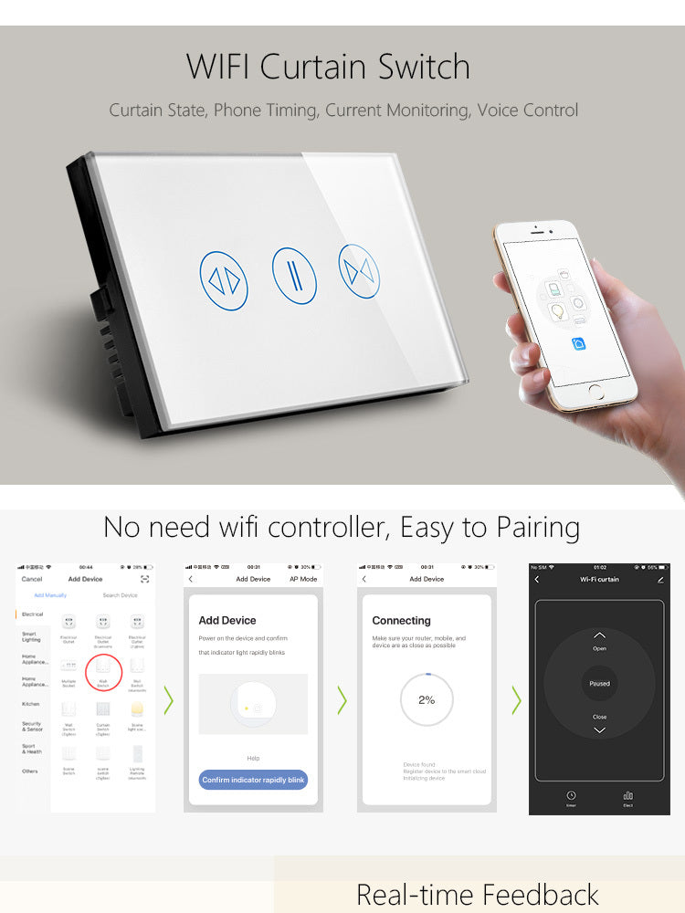 Tuya App Remote Wi-Fi Curtain Switch Wifi Smart Switch Tuya App Remote Wi-Fi Curtain Switch Wifi Smart Switch